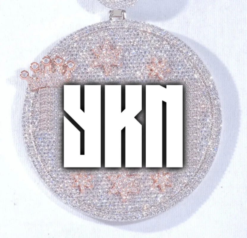 CUSTOM LETTER NECKLACE 3D BIG CROWN DISC sold by The GUU Shop