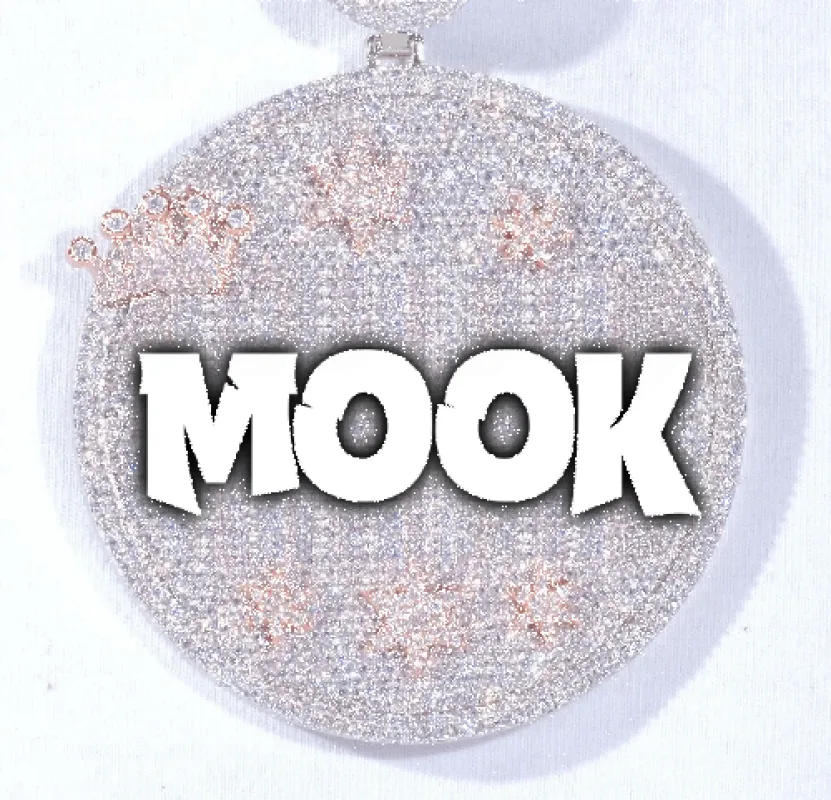 CUSTOM LETTER NECKLACE 3D BIG CROWN DISC sold by The GUU Shop