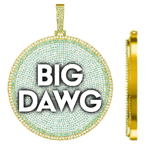 CUSTOM LETTER NECKLACE 3D BIG DISC sold by The GUU Shop