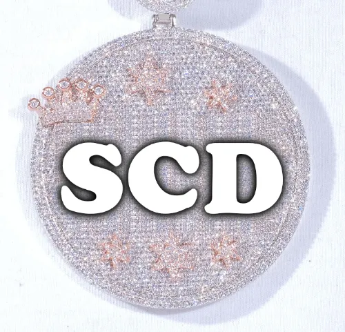 CUSTOM LETTER NECKLACE 3D BIG CROWN DISC sold by The GUU Shop