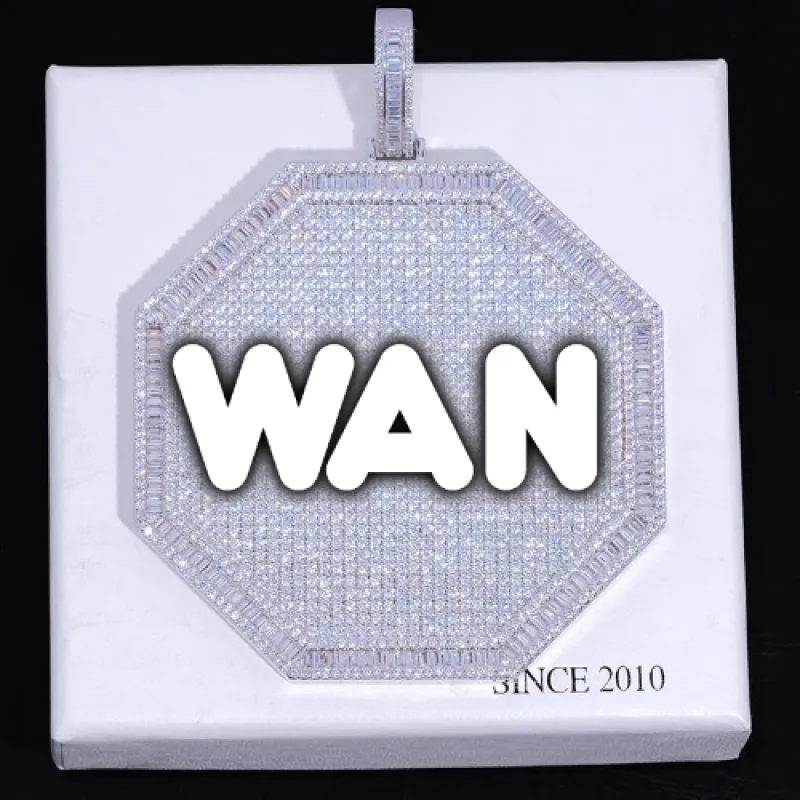 CUSTOM LETTER NECKLACE 3D BIG OCTAGON sold by The GUU Shop