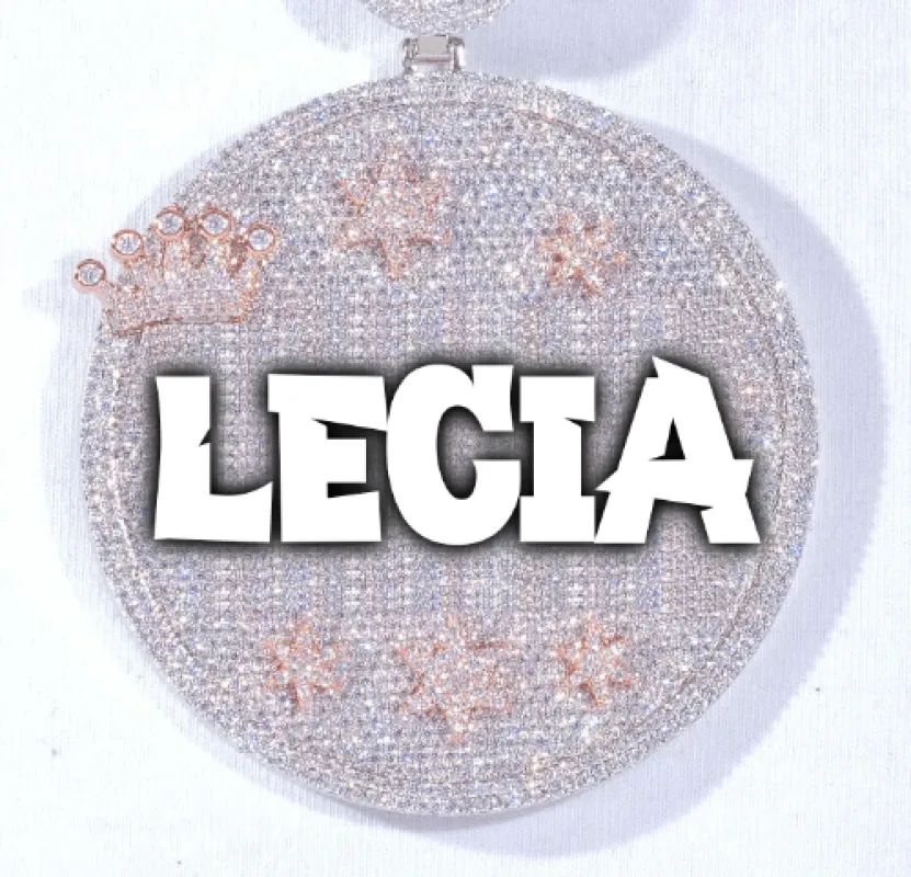 CUSTOM LETTER NECKLACE 3D BIG CROWN DISC sold by The GUU Shop