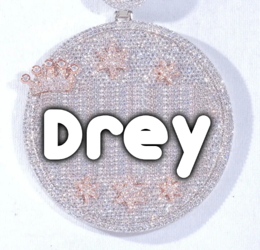 CUSTOM LETTER NECKLACE 3D BIG CROWN DISC sold by The GUU Shop