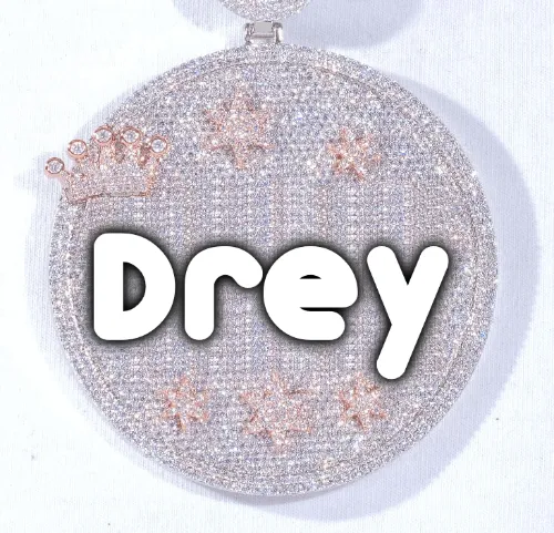 CUSTOM LETTER NECKLACE 3D BIG CROWN DISC sold by The GUU Shop