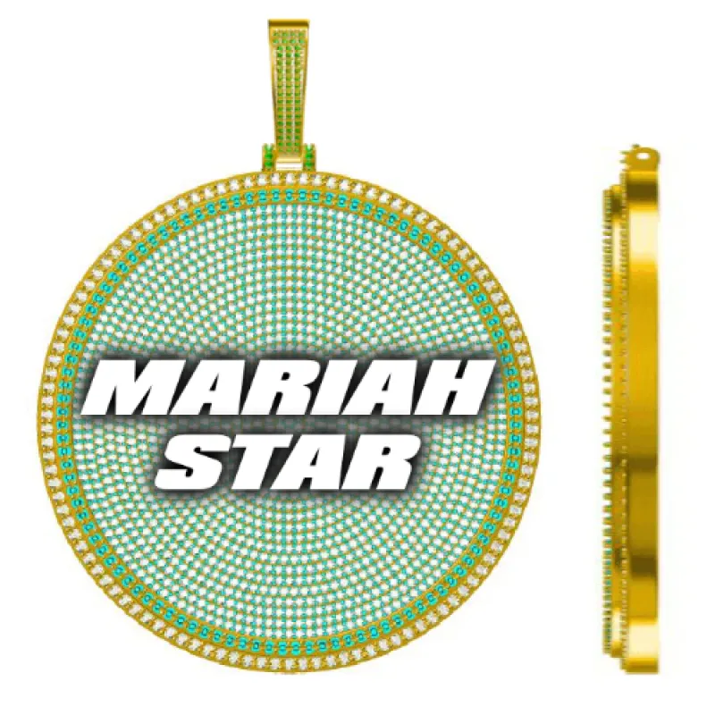 CUSTOM LETTER NECKLACE 3D BIG DISC sold by The GUU Shop