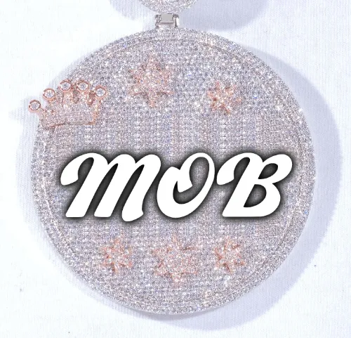 CUSTOM LETTER NECKLACE 3D BIG CROWN DISC sold by The GUU Shop