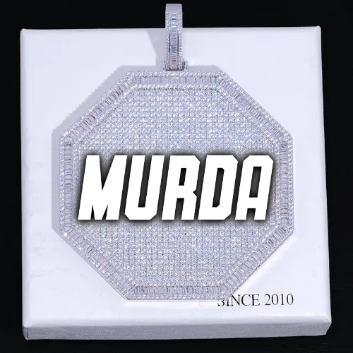 CUSTOM LETTER NECKLACE 3D BIG OCTAGON sold by The GUU Shop