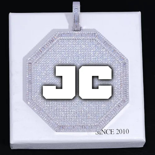 CUSTOM LETTER NECKLACE 3D BIG OCTAGON sold by The GUU Shop
