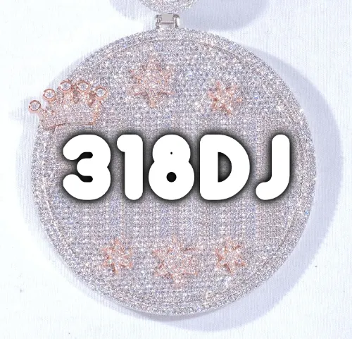 CUSTOM LETTER NECKLACE 3D BIG CROWN DISC sold by The GUU Shop