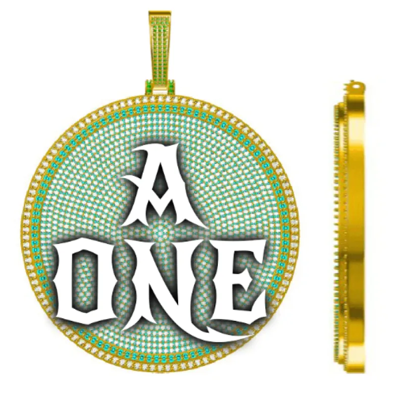 CUSTOM LETTER NECKLACE 3D BIG DISC sold by The GUU Shop