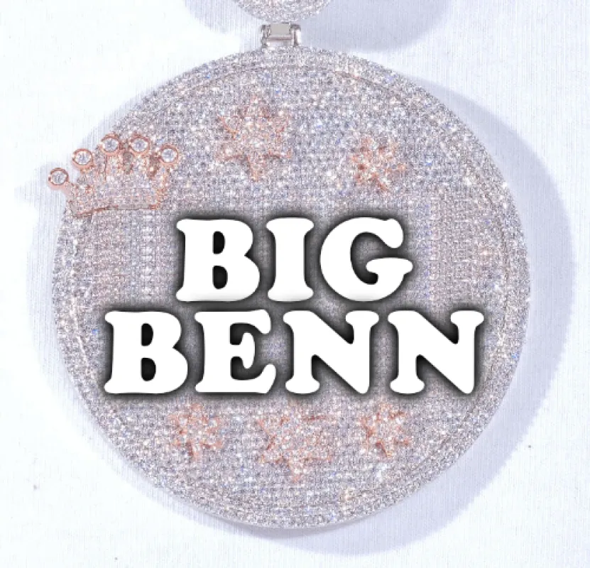 CUSTOM LETTER NECKLACE 3D BIG CROWN DISC sold by The GUU Shop