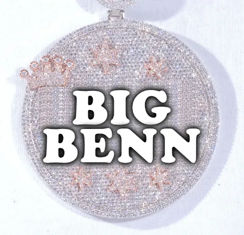 CUSTOM LETTER NECKLACE 3D BIG CROWN DISC sold by The GUU Shop