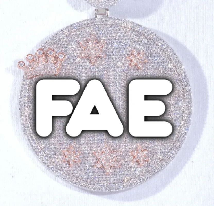 CUSTOM LETTER NECKLACE 3D BIG CROWN DISC sold by The GUU Shop