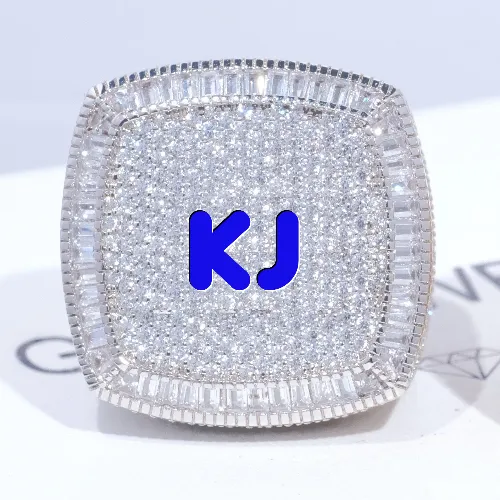 CUSTOM LETTER 3D ICED RING sold by The GUU Shop