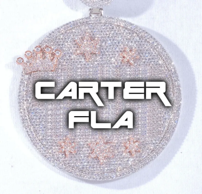 CUSTOM LETTER NECKLACE 3D BIG CROWN DISC sold by The GUU Shop