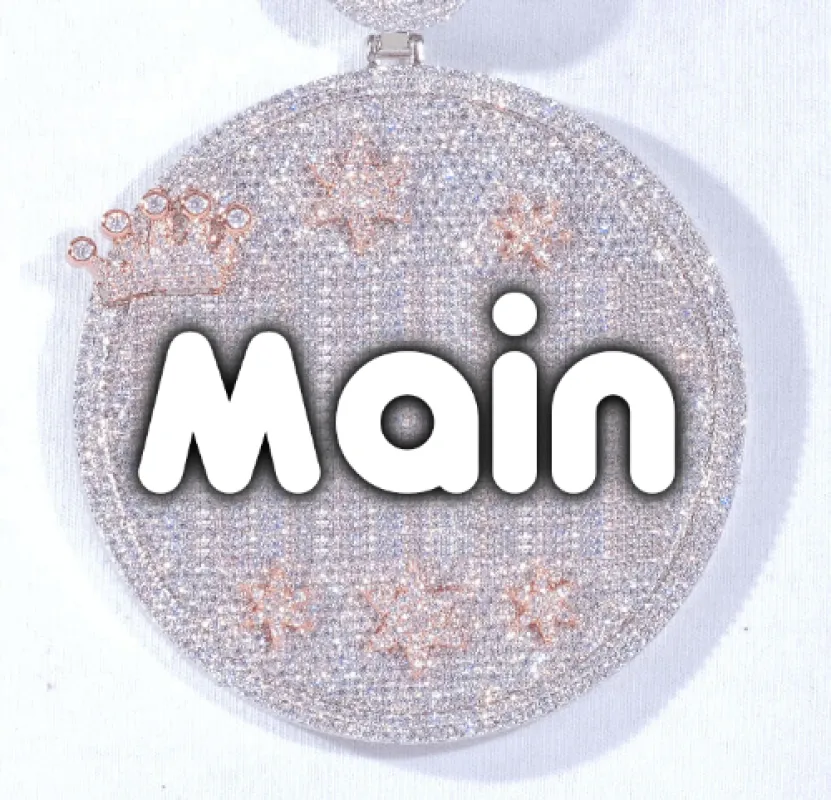 CUSTOM LETTER NECKLACE 3D BIG CROWN DISC sold by The GUU Shop