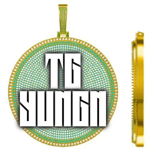 CUSTOM LETTER NECKLACE 3D BIG DISC sold by The GUU Shop