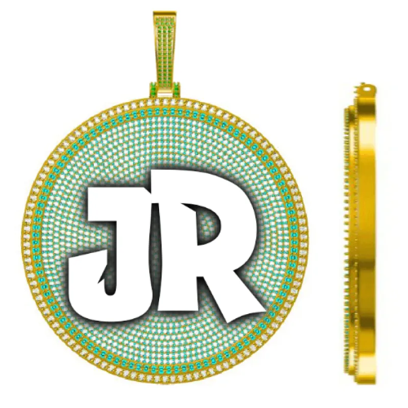 CUSTOM LETTER NECKLACE 3D BIG DISC sold by The GUU Shop