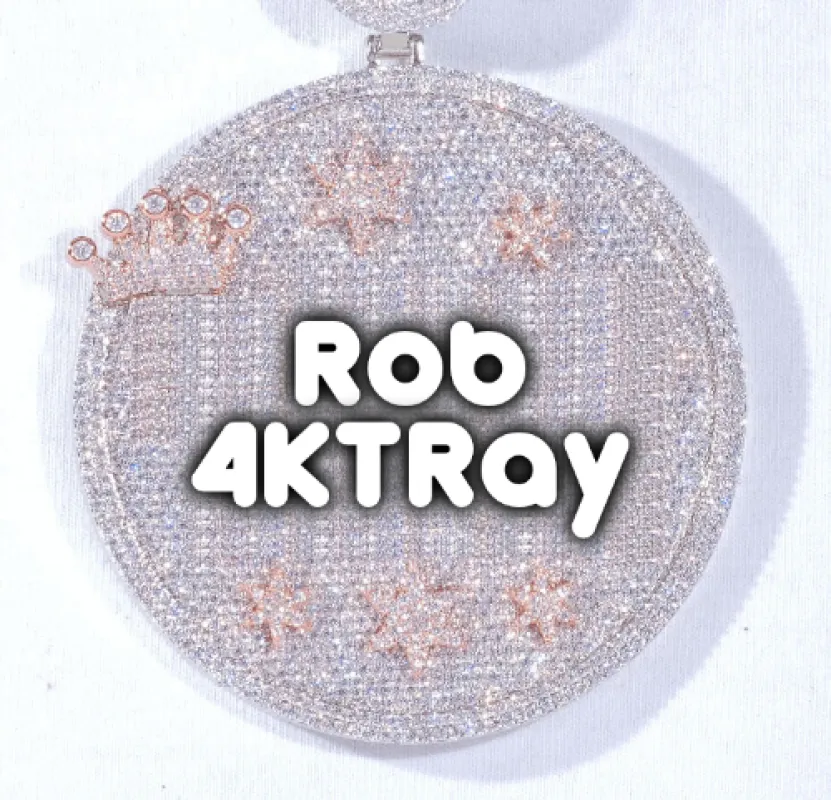 CUSTOM LETTER NECKLACE 3D BIG CROWN DISC sold by The GUU Shop