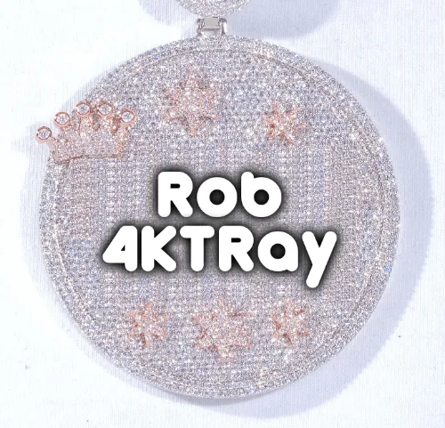 CUSTOM LETTER NECKLACE 3D BIG CROWN DISC sold by The GUU Shop