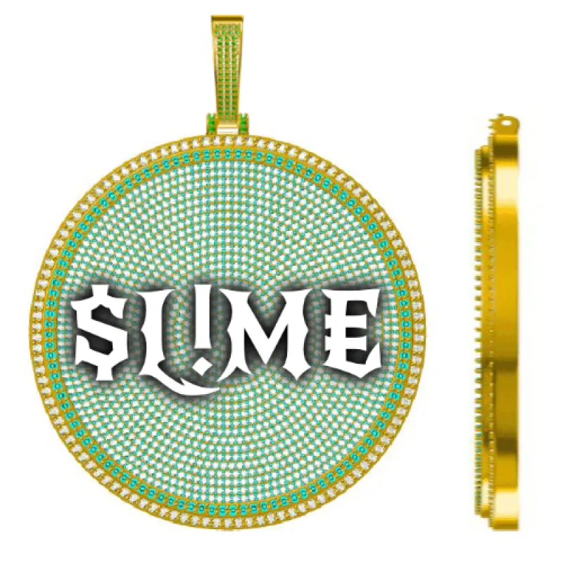 CUSTOM LETTER NECKLACE 3D BIG DISC sold by The GUU Shop