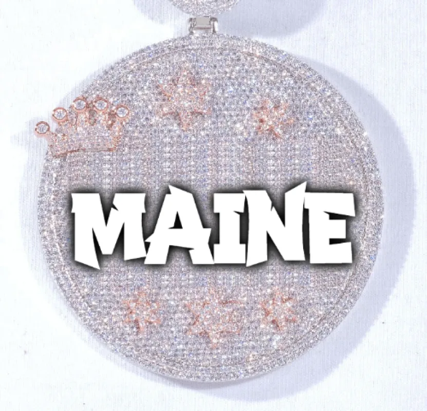 CUSTOM LETTER NECKLACE 3D BIG CROWN DISC sold by The GUU Shop