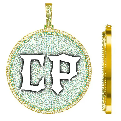 CUSTOM LETTER NECKLACE 3D BIG DISC sold by The GUU Shop