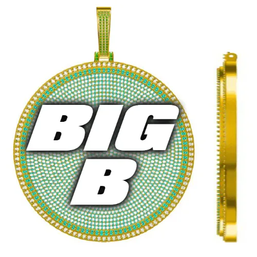 CUSTOM LETTER NECKLACE 3D BIG DISC sold by The GUU Shop