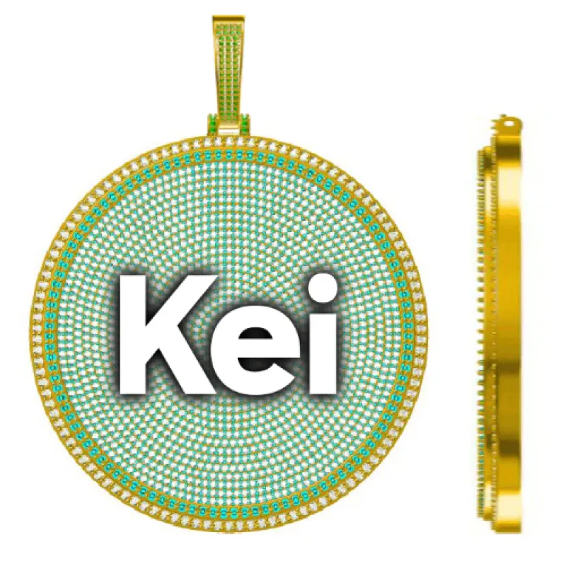 CUSTOM LETTER NECKLACE 3D BIG DISC sold by The GUU Shop