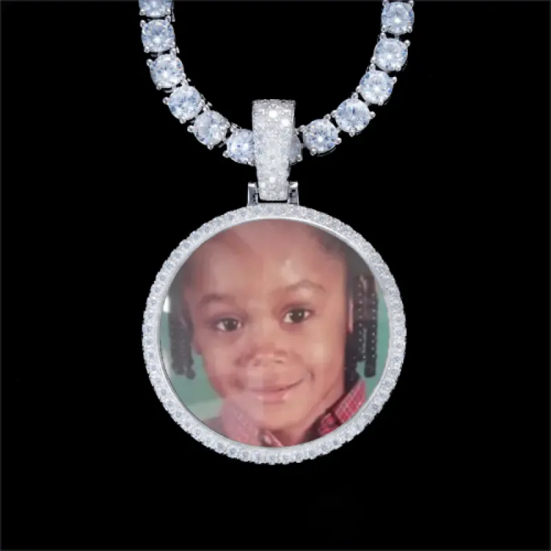 925S & VVS Moissanite 3D Circle Custom Picture Pendant sold by The GUU Shop