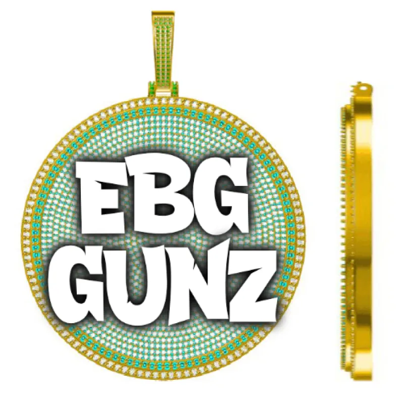 CUSTOM LETTER NECKLACE 3D BIG DISC sold by The GUU Shop