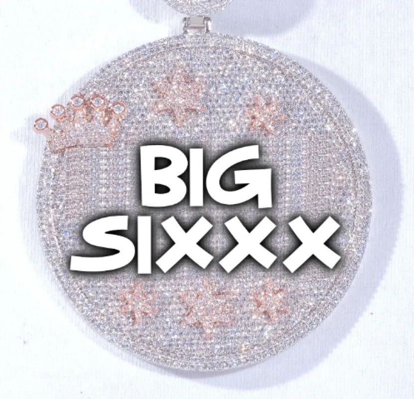 CUSTOM LETTER NECKLACE 3D BIG CROWN DISC sold by The GUU Shop