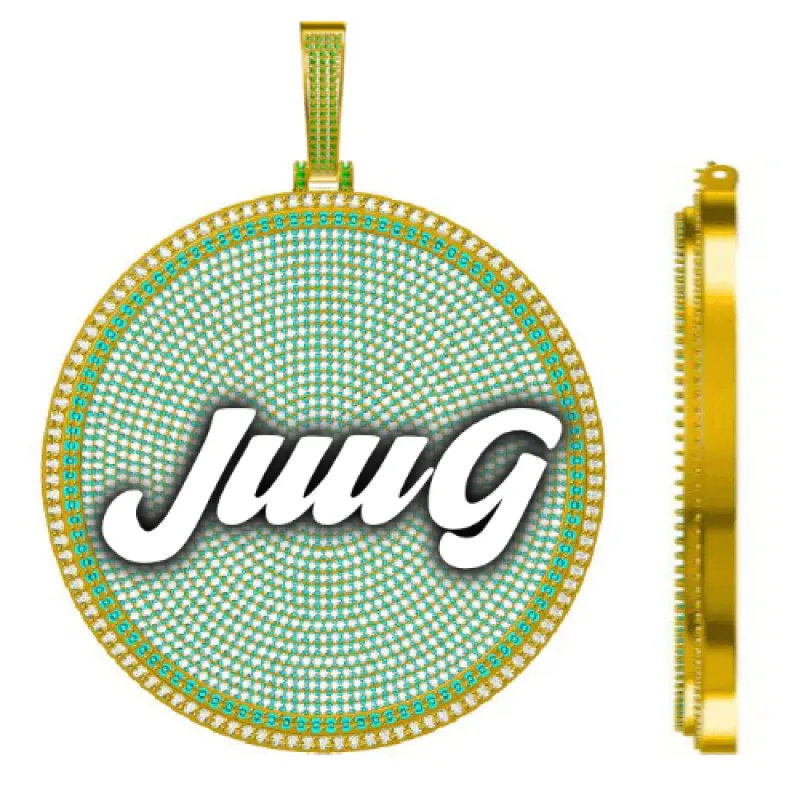 CUSTOM LETTER NECKLACE 3D BIG DISC sold by The GUU Shop