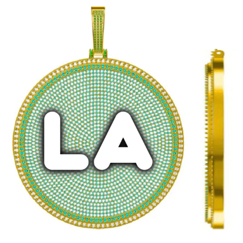 CUSTOM LETTER NECKLACE 3D BIG DISC sold by The GUU Shop