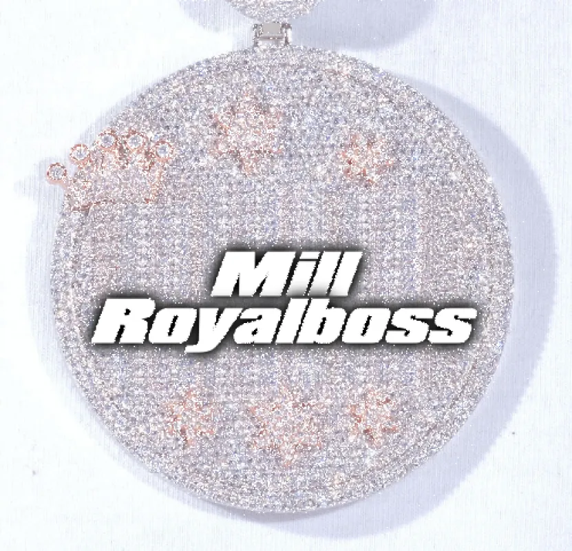 CUSTOM LETTER NECKLACE 3D BIG CROWN DISC sold by The GUU Shop