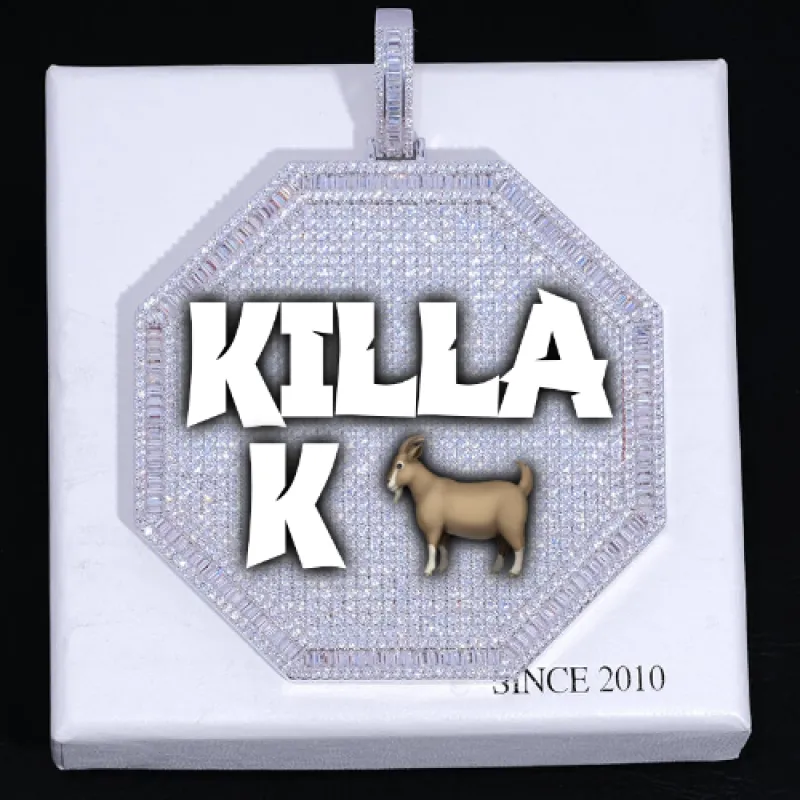 CUSTOM LETTER NECKLACE 3D BIG OCTAGON sold by The GUU Shop