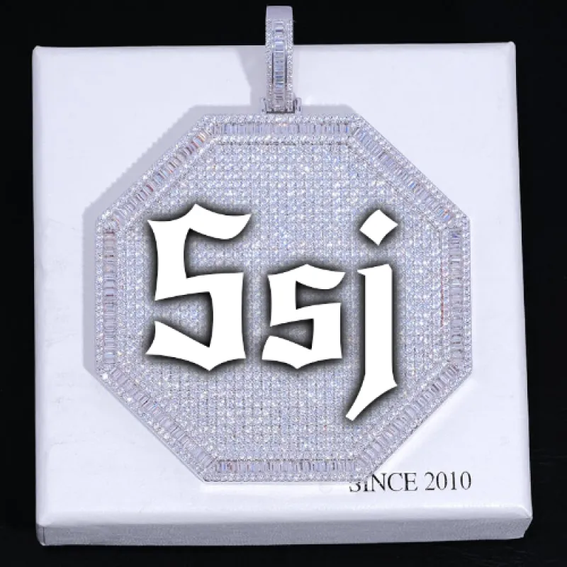 CUSTOM LETTER NECKLACE 3D BIG OCTAGON sold by The GUU Shop