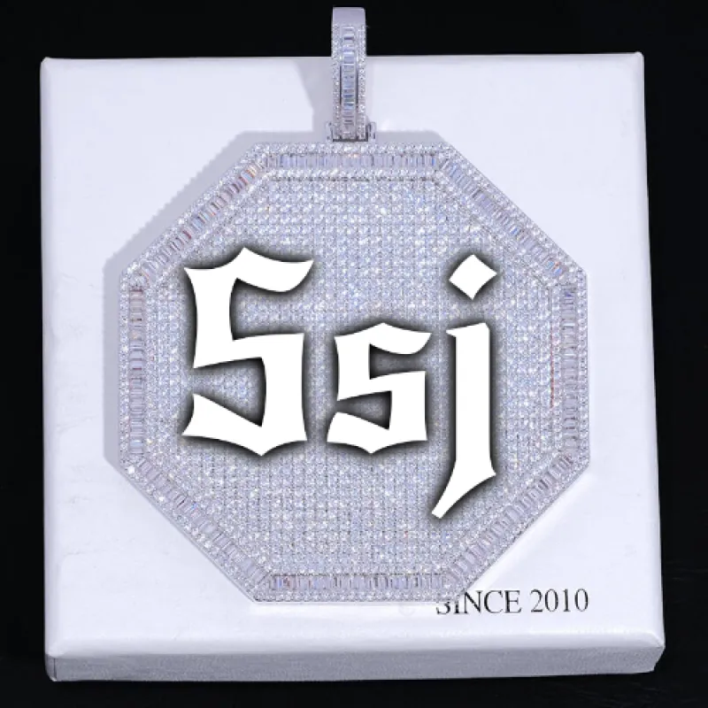 CUSTOM LETTER NECKLACE 3D BIG OCTAGON sold by The GUU Shop