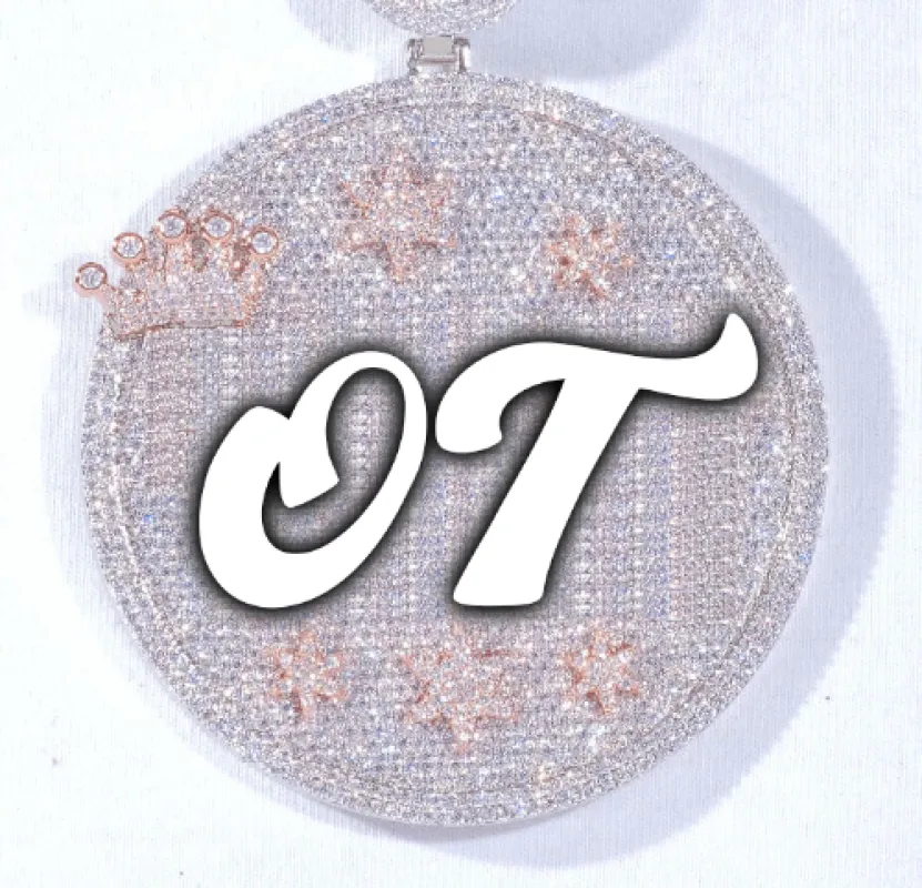 CUSTOM LETTER NECKLACE 3D BIG CROWN DISC sold by The GUU Shop