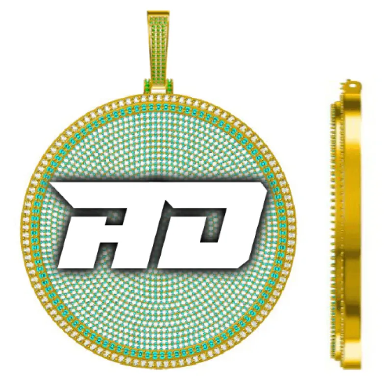 CUSTOM LETTER NECKLACE 3D BIG DISC sold by The GUU Shop