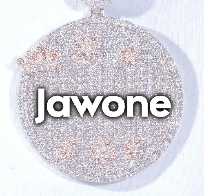 CUSTOM LETTER NECKLACE 3D BIG CROWN DISC sold by The GUU Shop