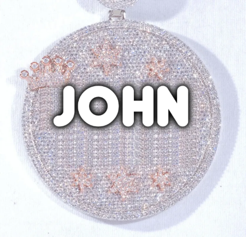 CUSTOM LETTER NECKLACE 3D BIG CROWN DISC sold by The GUU Shop