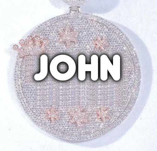 CUSTOM LETTER NECKLACE 3D BIG CROWN DISC sold by The GUU Shop