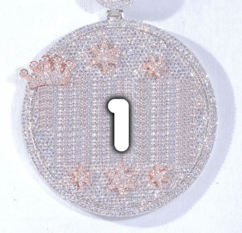 CUSTOM LETTER NECKLACE 3D BIG CROWN DISC sold by The GUU Shop