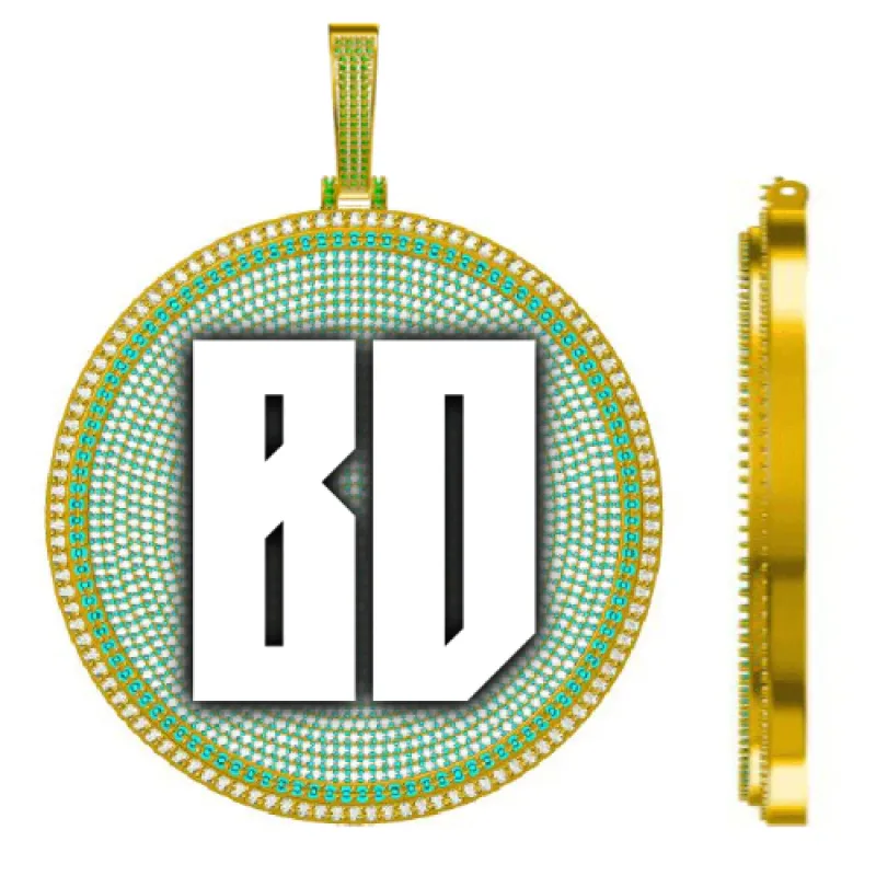 CUSTOM LETTER NECKLACE 3D BIG DISC sold by The GUU Shop