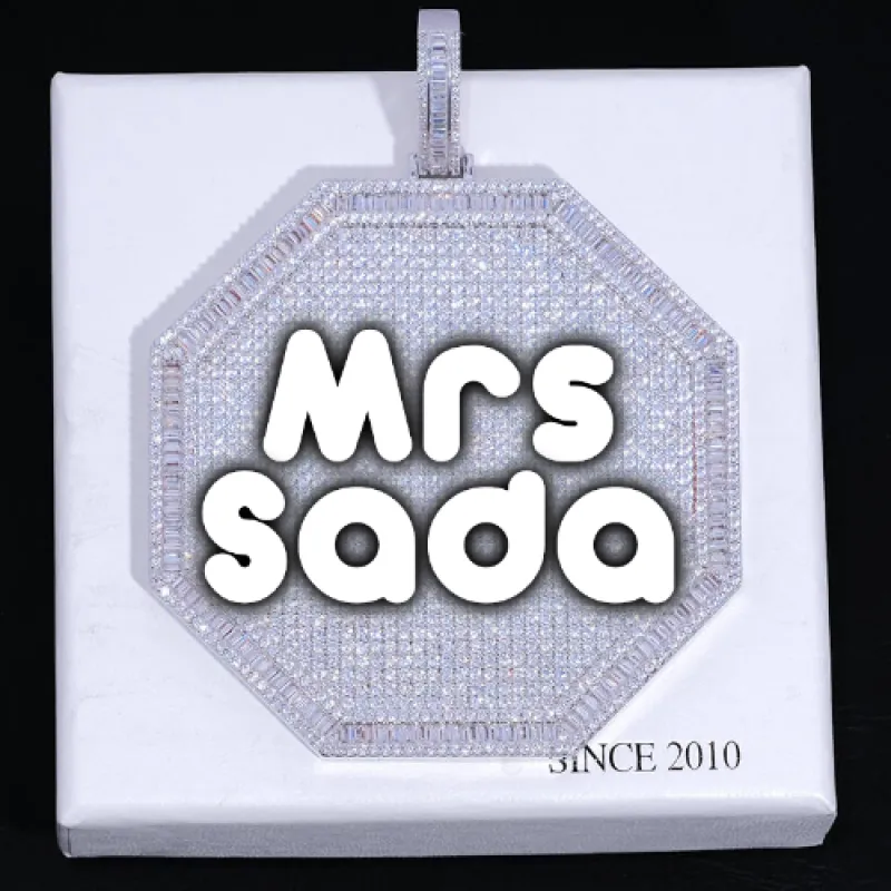 CUSTOM LETTER NECKLACE 3D BIG OCTAGON sold by The GUU Shop