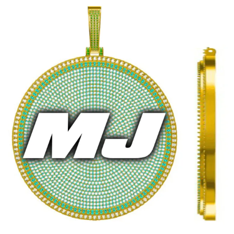 CUSTOM LETTER NECKLACE 3D BIG DISC sold by The GUU Shop