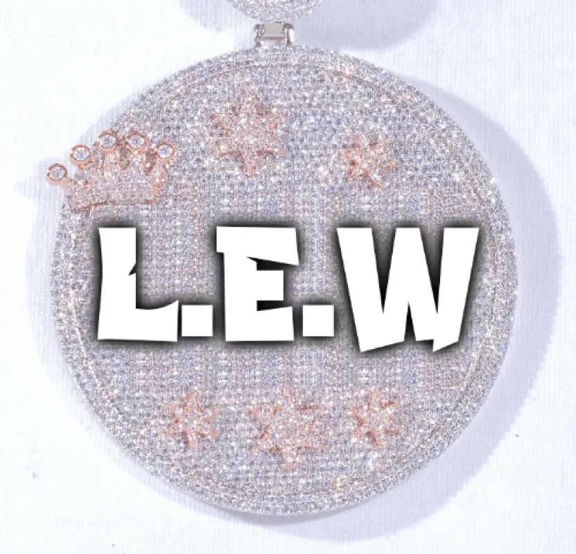 CUSTOM LETTER NECKLACE 3D BIG CROWN DISC sold by The GUU Shop