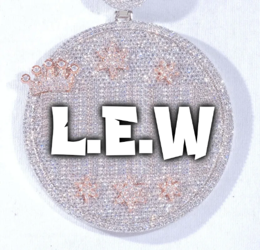 CUSTOM LETTER NECKLACE 3D BIG CROWN DISC sold by The GUU Shop