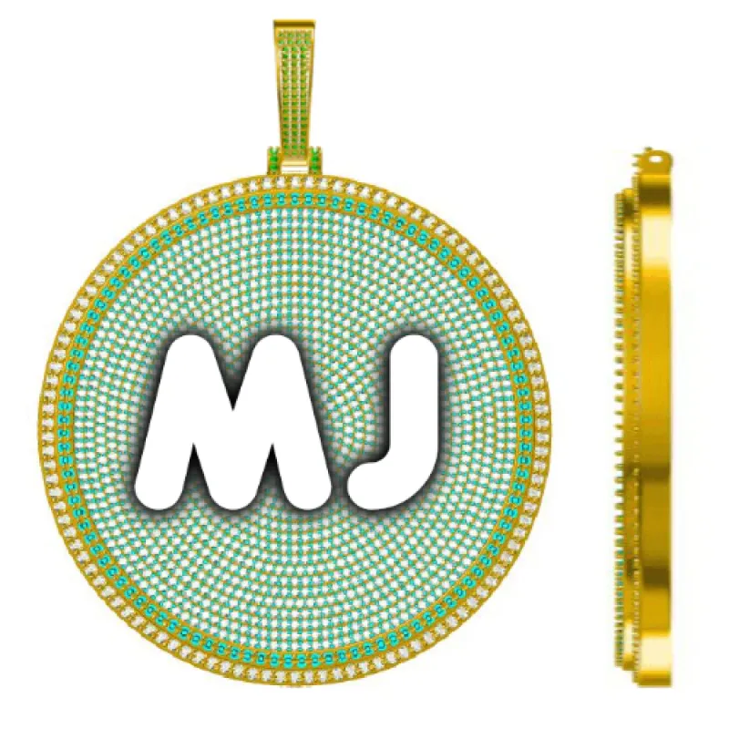 CUSTOM LETTER NECKLACE 3D BIG DISC sold by The GUU Shop